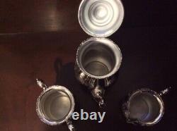 Victorian Quadruple Plate 3pc Tea Set Repousse Floral Design-Nicer than Sterling