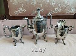 Victorian Renaissance Revival Silver Plate Figural Large Tea Set Greek Mythology