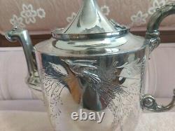 Victorian Renaissance Revival Silver Plate Figural Large Tea Set Greek Mythology