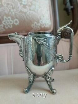 Victorian Renaissance Revival Silver Plate Figural Large Tea Set Greek Mythology