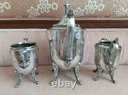 Victorian Renaissance Revival Silver Plate Figural Large Tea Set Greek Mythology