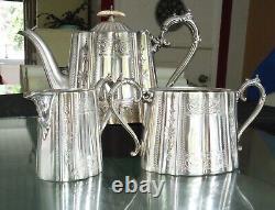 Victorian Sheffield Silver Plate Tea Set-j. Deakin-ornate