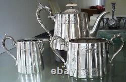 Victorian Sheffield Silver Plate Tea Set-j. Deakin-ornate