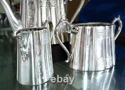 Victorian Sheffield Silver Plate Tea Set-j. Deakin-ornate