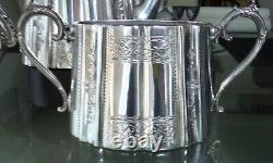 Victorian Sheffield Silver Plate Tea Set-j. Deakin-ornate