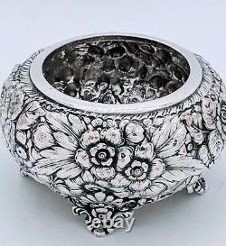 Victorian Silver Plate High Relief Repousse Floral Tea Caddy Waste Pot Slop Pot