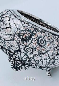 Victorian Silver Plate High Relief Repousse Floral Tea Caddy Waste Pot Slop Pot