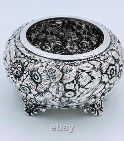 Victorian Silver Plate High Relief Repousse Floral Tea Caddy Waste Pot Slop Pot