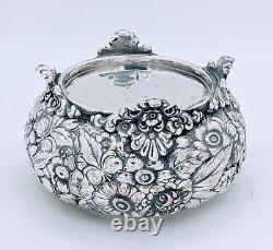 Victorian Silver Plate High Relief Repousse Floral Tea Caddy Waste Pot Slop Pot