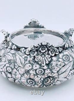 Victorian Silver Plate High Relief Repousse Floral Tea Caddy Waste Pot Slop Pot