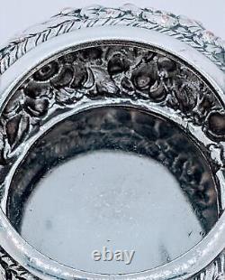Victorian Silver Plate High Relief Repousse Floral Tea Caddy Waste Pot Slop Pot