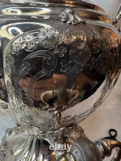Victorian Silver Plate Samovar Tea Urn Hot Water PotSigned-Ornate, Stunning