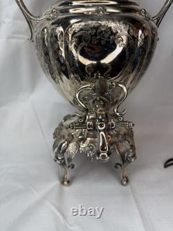 Victorian Silver Plate Samovar Tea Urn Hot Water PotSigned-Ornate, Stunning Victorian Silver Plate Samovar Tea Urn Hot Water PotSigned-Ornate, Stunning