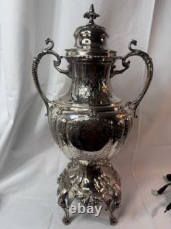 Victorian Silver Plate Samovar Tea Urn Hot Water PotSigned-Ornate, Stunning