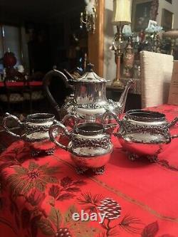 Victorian Silver Plate Silverplate Tea Set Wilcox Webb Initial W Holliday Table