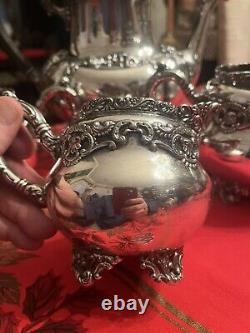 Victorian Silver Plate Silverplate Tea Set Wilcox Webb Initial W Holliday Table