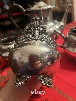 Victorian Silver Plate Silverplate Tea Set Wilcox Webb Initial W Holliday Table