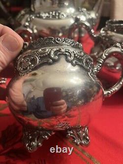 Victorian Silver Plate Silverplate Tea Set Wilcox Webb Initial W Holliday Table