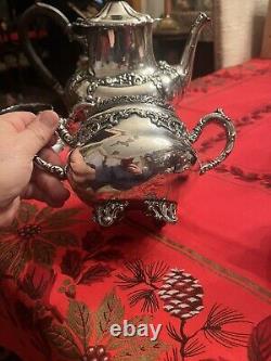 Victorian Silver Plate Silverplate Tea Set Wilcox Webb Initial W Holliday Table