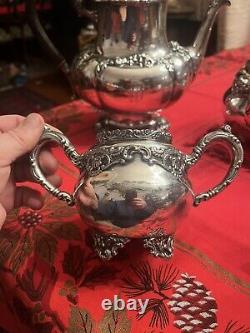 Victorian Silver Plate Silverplate Tea Set Wilcox Webb Initial W Holliday Table