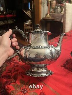 Victorian Silver Plate Silverplate Tea Set Wilcox Webb Initial W Holliday Table