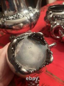 Victorian Silver Plate Silverplate Tea Set Wilcox Webb Initial W Holliday Table