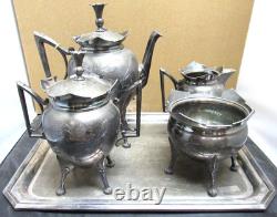 Victorian Silver Plate Tea Set 5 Piece Meriden 1880's Ex. Condition Engraved