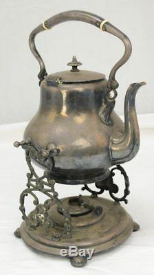 Victorian Style Henniber Silverplate Tilt Tip Tea Coffee Pot Oil Warmer L8Y