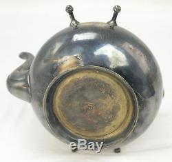 Victorian Style Henniber Silverplate Tilt Tip Tea Coffee Pot Oil Warmer L8Y