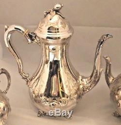 Victorian Tea Service Old Sheffield Silver Plate Ornate Engraving pomegranate 4