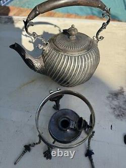 Victorian UK Hallmarked Dixon 5 Piece Silver Plate Fluted Tea Pot Service Set