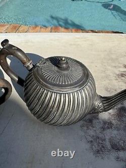 Victorian UK Hallmarked Dixon 5 Piece Silver Plate Fluted Tea Pot Service Set