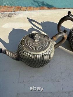 Victorian UK Hallmarked Dixon 5 Piece Silver Plate Fluted Tea Pot Service Set