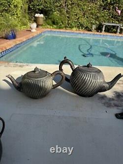Victorian UK Hallmarked Dixon 5 Piece Silver Plate Fluted Tea Pot Service Set