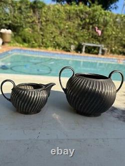 Victorian UK Hallmarked Dixon 5 Piece Silver Plate Fluted Tea Pot Service Set