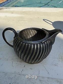 Victorian UK Hallmarked Dixon 5 Piece Silver Plate Fluted Tea Pot Service Set