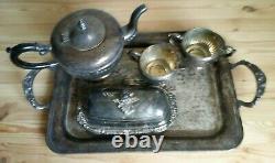 Viking Plate E. P. Copper Silver Set of 5 Tea service Made in Canada