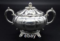 Viners 3 Piece Tea Set Melon Style Lobed Mirror Finish Silver Plated Sheffield