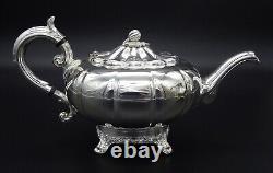 Viners 3 Piece Tea Set Melon Style Lobed Mirror Finish Silver Plated Sheffield