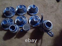 Vintage 15pcs Silver Porcelain Tea Set