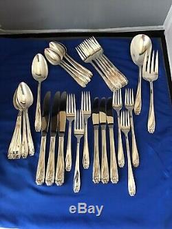 Vintage 1847 Rogers Daffodil Coffee Tea Sugar Creamer Tray and 93 Pc Flatware