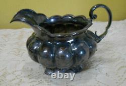 Vintage 1920's Barker Ellis England Melon Ribbed Silver Plate Coffee Tea Set