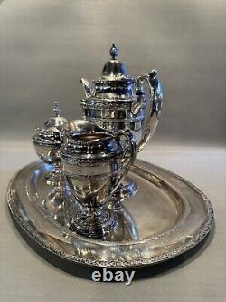 Vintage 1920s Silver Plate CS Co. Colonial Service Tea Set with Tray