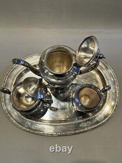 Vintage 1920s Silver Plate CS Co. Colonial Service Tea Set with Tray