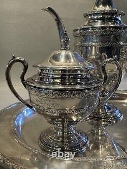 Vintage 1920s Silver Plate CS Co. Colonial Service Tea Set with Tray