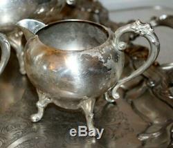 Vintage 1940's 6pc. Silver on Copper Coffee & Tea Set. Sheridan Marks