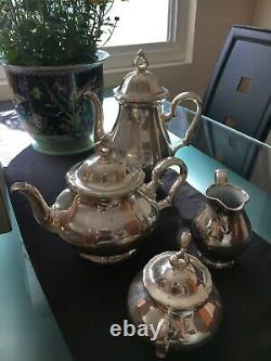 Vintage 1950s Rosenthal Porcelain Germany Silver Plate Clad Coffee & Tea Set