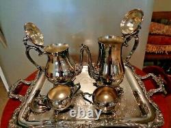 Vintage 1970's WM Rogers 800 Silver Plated 5 Pcs Tea Coffee pot with Large Tray