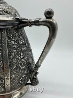 Vintage 19th Century Repousse Silver Plate Heavy Embossed REED & BARTON Tea Set