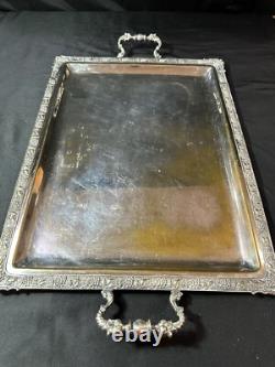 Vintage 3pc Silver Etched Plate Coffee/Tea Pots Embossed Tray Ornate Design